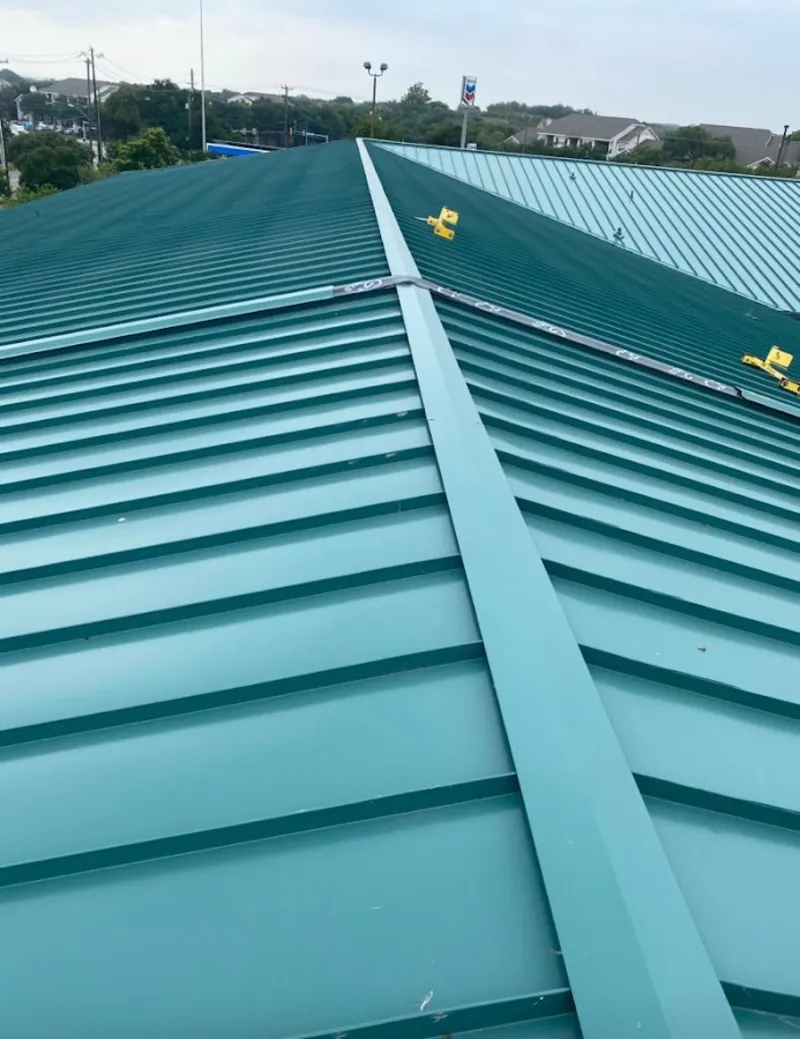 Green commercial metal roof ridge and valley for Metal Roof Repair in Lauderdale-by-the-Sea
